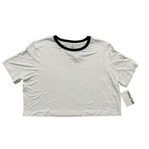 NWT Splits59 Women's Djuna Crop Ringer Top  White Sz L Retail $68 New